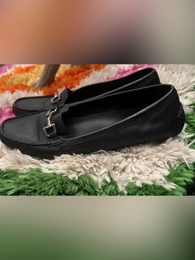Gucci Black Leather Bit-Trim Loafers Size 9.5